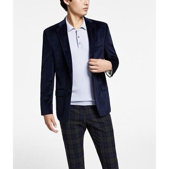 LAUREN RALPH LAUREN Men's Navy Blue Classic-Fit Velvet Sport Coat Jacket 42R - Picture 1 of 9